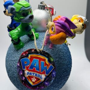 Paw Patrol & Silver paw charms surrounding on Blue 9” sphere