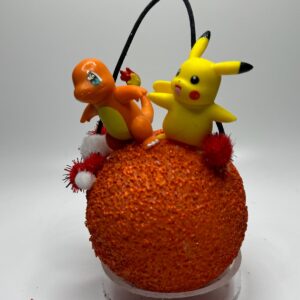 Pokeman on orange 4” sphere